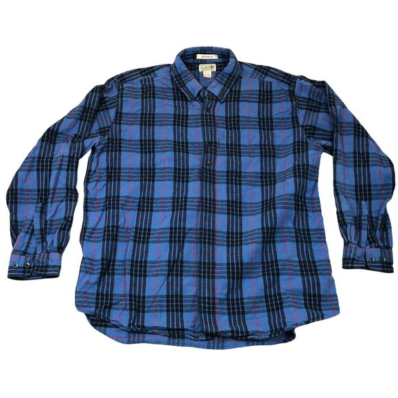 L.L. Bean Mens Shirt XL Traditional Fit Long Sleeve Button Up Blue Plaid Casual - Picture 1 of 8